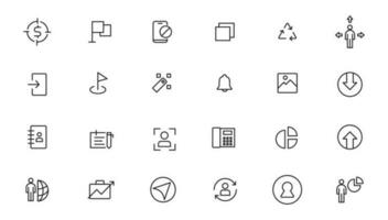 Vector business and finance editable stroke line icon set with money, bank, check, law, auction, exchance, payment, wallet, deposit, piggy, calculator, web and more isolated outline thin symbol