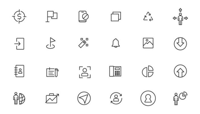 Vector business and finance editable stroke line icon set with money, bank, check, law, auction, exchance, payment, wallet, deposit, piggy, calculator, web and more isolated outline thin symbol