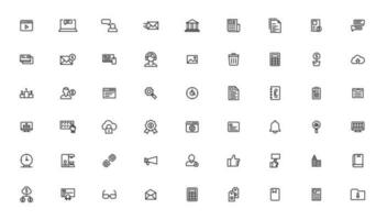 Vector business and finance editable stroke line icon set with money, bank, check, law, auction, exchance, payment, wallet, deposit, piggy, calculator, web and more isolated outline thin symbol