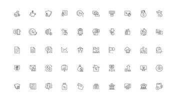 Taxes and accounting line icons collection. Big UI icon set in a flat design. Thin outline icons pack. Vector illustration.