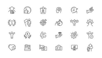 Growth and success line icons collection. Big UI icon set in a flat design. Thin outline icons pack. vector