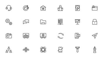 Vector business and finance editable stroke line icon set with money, bank, check, law, auction, exchance, payment, wallet, deposit, piggy, calculator, web and more isolated outline thin symbol