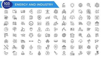 Energy and industry linear icons collection. Energy and industry line icons set. Vector illustrator.