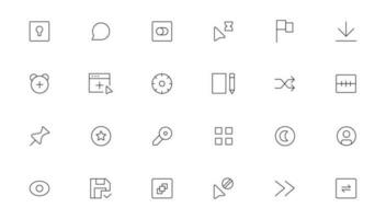 Pixel Perfect. Basic User Interface Essential Set. Line Outline Icons. For App, Web, Print. Editable Stroke. Pixel Stroke Wide with Round Cap and Round Corner vector