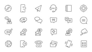 Customer Service and Support - Outline Icon Collection. Thin Line Set contains such Icons as Online Help, Helpdesk, Quick Response, Feedback and more. Simple web icons set vector