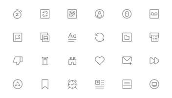 Pixel Perfect. Basic User Interface Essential Set. Line Outline Icons. For App, Web, Print. Editable Stroke. Pixel Stroke Wide with Round Cap and Round Corner vector