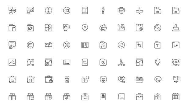 negocio y marketing, programación, datos gestión, Internet conexión, social red, informática, información. Delgado línea azul íconos colocar. plano vector ilustración