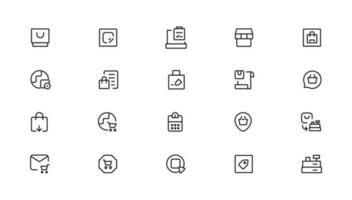 Shopping icons set. E-commerce icon collection. Online shopping thin line icons. Shop icons vector