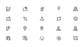 Navigation, location, GPS elements - thin line web icon set. Outline icons collection. Simple vector illustration