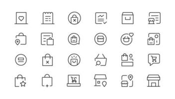 Shopping icons set. E-commerce icon collection. Online shopping thin line icons. Shop icons vector