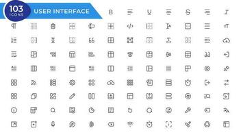 Ui ux icon set, user interface iconset collection. vector