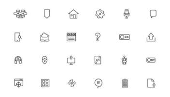 Set of line icons related to data exchange, traffic, files, cloud, server. Outline icon collection. Editable stroke. Vector illustration