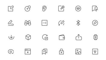 Pixel Perfect. Basic User Interface Essential Set. Line Outline Icons. For App, Web, Print. Editable Stroke. Pixel Stroke Wide with Round Cap and Round Corner vector