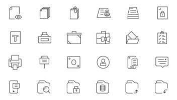 Information technology editable stroke outline icon set with IT network system, communication, online computer, website content, web design, software, data center, mobile device and app thin line sign vector