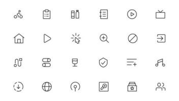 Pixel Perfect. Basic User Interface Essential Set. Line Outline Icons. For App, Web, Print. Editable Stroke. Pixel Stroke Wide with Round Cap and Round Corner vector