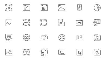 Business and marketing, programming, data management, internet connection, social network, computing, information. Thin line blue icons set. Flat vector illustration