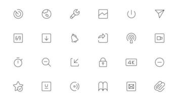 Pixel Perfect. Basic User Interface Essential Set. Line Outline Icons. For App, Web, Print. Editable Stroke. Pixel Stroke Wide with Round Cap and Round Corner vector