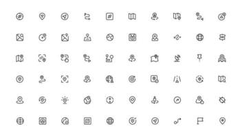 Navigation, location, GPS elements - thin line web icon set. Outline icons collection. Simple vector illustration