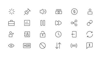 Pixel Perfect. Basic User Interface Essential Set. Line Outline Icons. For App, Web, Print. Editable Stroke. Pixel Stroke Wide with Round Cap and Round Corner vector