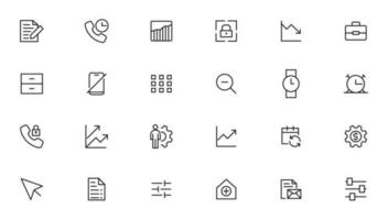 Vector business and finance editable stroke line icon set with money, bank, check, law, auction, exchance, payment, wallet, deposit, piggy, calculator, web and more isolated outline thin symbol