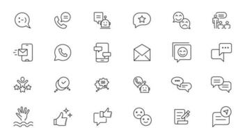 Customer Service and Support - Outline Icon Collection. Thin Line Set contains such Icons as Online Help, Helpdesk, Quick Response, Feedback and more. Simple web icons set vector