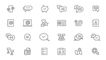 Customer Service and Support - Outline Icon Collection. Thin Line Set contains such Icons as Online Help, Helpdesk, Quick Response, Feedback and more. Simple web icons set vector