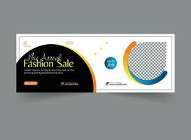 Fashion social media cover banner modern webinar for cloth fashion branding, business cover template geometric shape design for attractive abstract elements post background space for web banner design vector