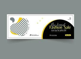 Fashion social media cover banner modern webinar for cloth fashion branding, business cover template geometric shape design for attractive abstract elements post background space for web banner design vector