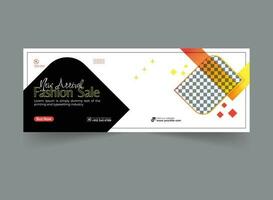 Fashion social media cover banner modern webinar for cloth fashion branding, business cover template geometric shape design for attractive abstract elements post background space for web banner design vector