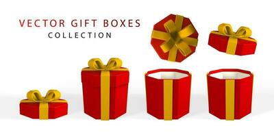 3D render and draw by mesh realistic gift box with bow. Paper box with shadow isolated on white background. Vector illustration