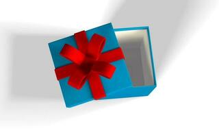3D render and draw by mesh realistic gift box with red bow. Paper box with red ribbon and shadow isolated on white background. Vector illustration