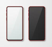 Realistic smartphone mock up set. Mobile phone display. 3D template illustration. Vector illustration