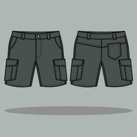 negro carga corto pantalones vector