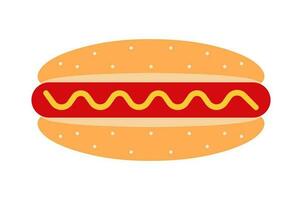 Hotdog vector isolated on white background, flat illustration fast food for poster, menus, brochure, web and icon fastfood