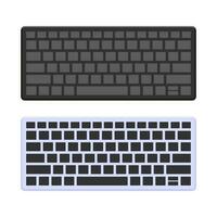 Vector modern computer keyboard isolated on white background, white and black computer keyboard, technology