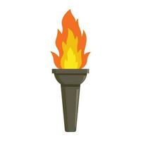 Vector illustration of torch, icon design, isolated on white background, torch fire, flame, competition equipment