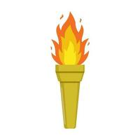 Vector illustration of torch, icon design, isolated on white background, torch fire, flame