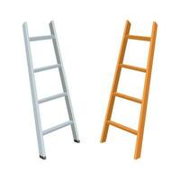 two ladders vector illustration, isolated on white background, ladder cartoon, brown and grey color