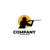 Silhouette of hunting logo design vector