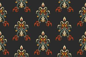 Seamless pattern of Ikat, traditional seamless pattern, black background, Aztec style, embroidery, abstract, vector, design illustration for texture, fabric, print. vector