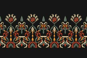 Seamless pattern of Ikat, traditional seamless pattern, black background, Aztec style, embroidery, abstract, vector, design illustration for texture, fabric, print. vector