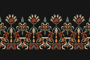 Seamless pattern of Ikat, traditional seamless pattern, black background, Aztec style, embroidery, abstract, vector, design illustration for texture, fabric, print. vector