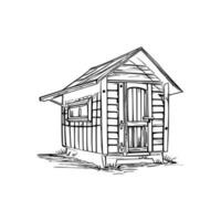 Black and white line art doghouse vector