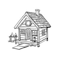 Black and white line art doghouse vector