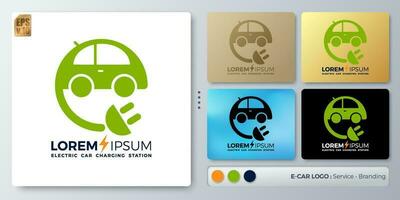 Vector illustration Logo design electric car business. Blank name for insert your Branding. Designed with examples for all kinds of applications. You can used for company, charging station, signage.