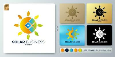 Solar power vector illustration Logo minimal design. Blank name for insert your Branding. Designed with examples for all kinds of applications. You can used for company, indentity, consulting service.