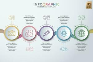 infografía vistoso negocio modelo vector diseño circulo íconos 5 5 opciones o pasos en mínimo estilo. usted lata usado para márketing proceso, flujo de trabajo presentaciones disposición, fluir cuadro, impresión anuncio.