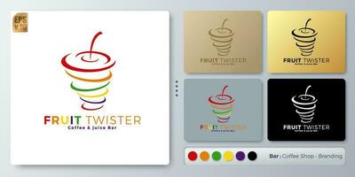 FRUIT twister vector illustration Logo minimal design. Blank name for insert your Branding. Designed with examples for all kinds of applications. You can used for company, indentity, ice cream shop