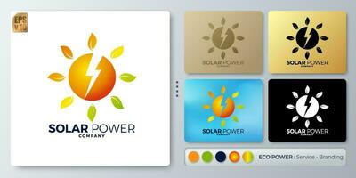 Solar power vector illustration Logo minimal design. Blank name for insert your Branding. Designed with examples for all kinds of applications. You can used for company, indentity, consulting service.