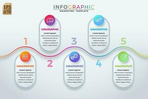 Infographic vector business marketing template colorful design circle icons 5 options isolated in minimal style. You can used for Marketing process, workflow presentations layout, flow chart, print ad